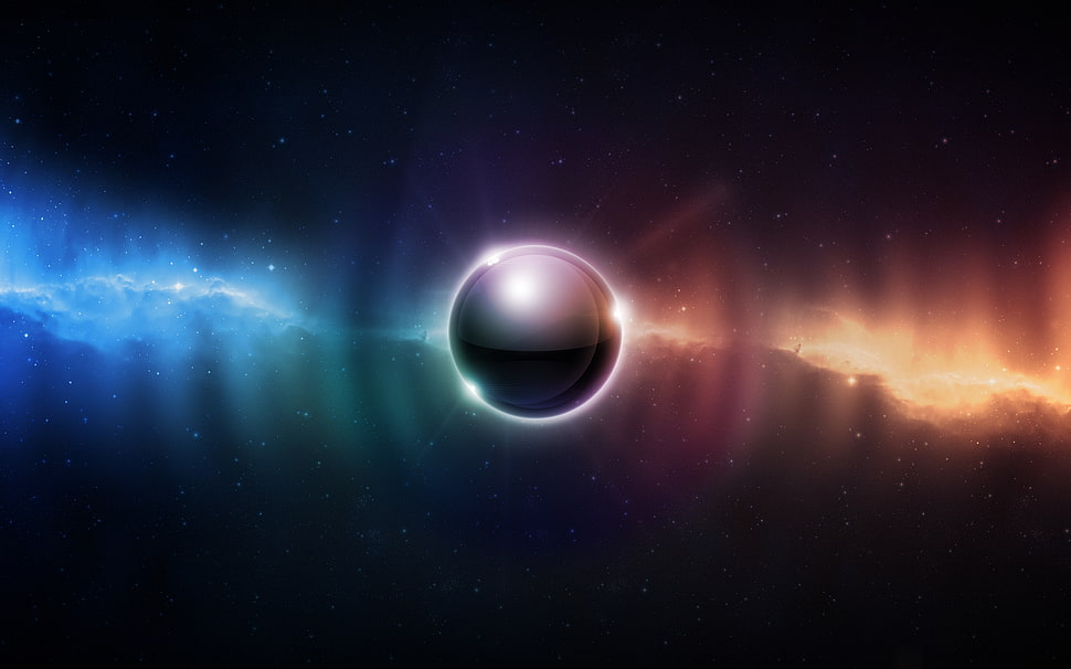 black sphere with waves illustration HD wallpaper